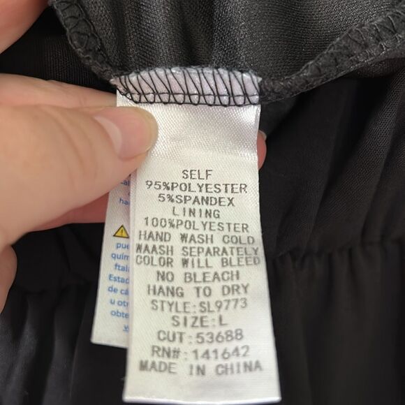 She + Sky Black Drop Shoulder Tie Front Woven Romper - Size L - Picture 8 of 9